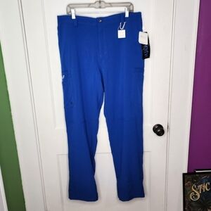 Men’s Cherokee Infinity Fly Front Scrub Pants Royal Blue CK200A SIZE Large NWT
